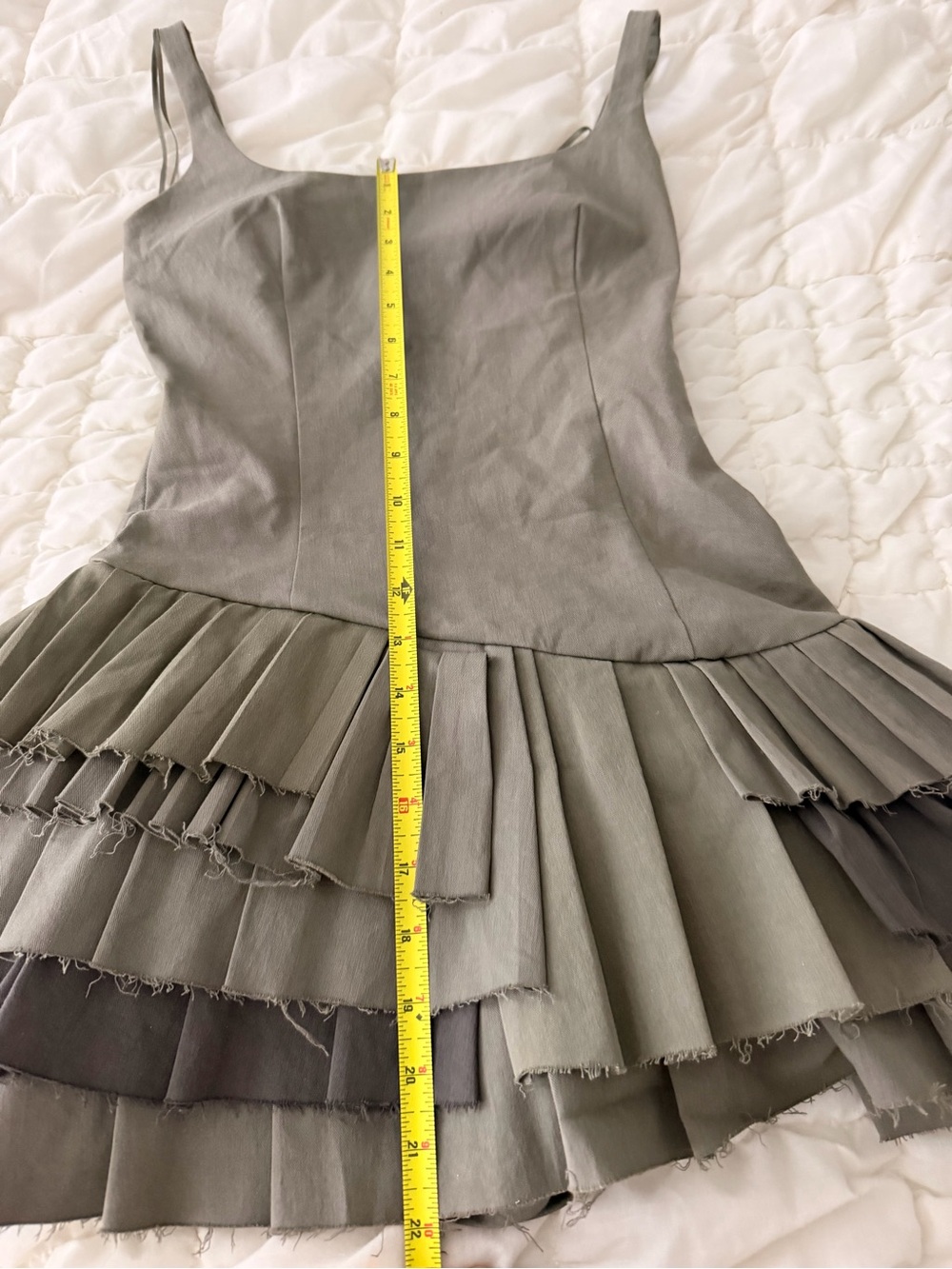 Zara Olive Green Tiered Pleated Sundress - Picture 7 of 8